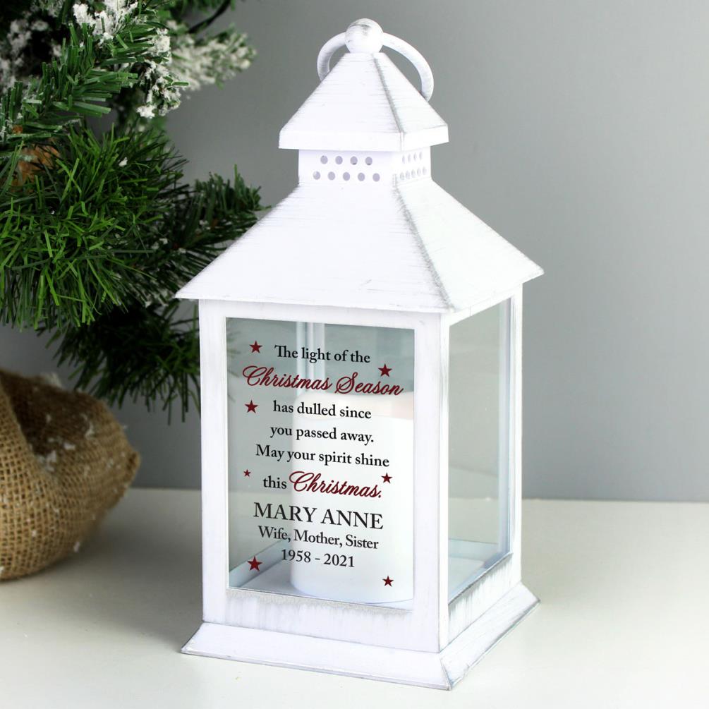 Personalised Christmas Season Memorial White Lantern Extra Image 2